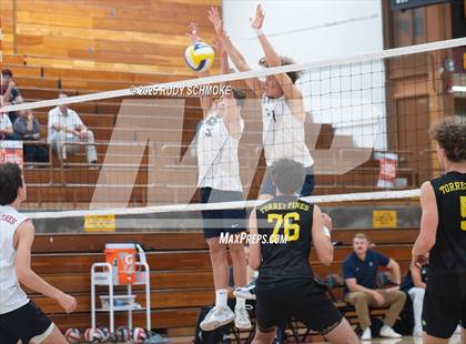 Thumbnail 1 in Newport Harbor @ Torrey Pines ()2025 CIF State Boys Volleyball Championships) photogallery.