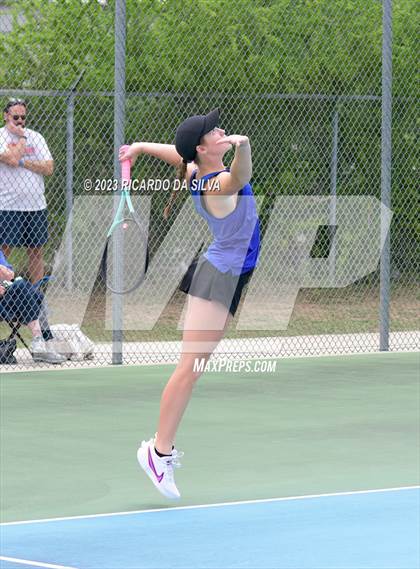 Thumbnail 3 in Lindale vs Wimberley (UIL Tennis 4A Doubles Quarterfinals) photogallery.