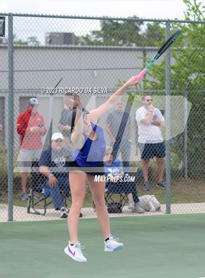 Thumbnail 2 in Lindale vs Wimberley (UIL Tennis 4A Doubles Quarterfinals) photogallery.