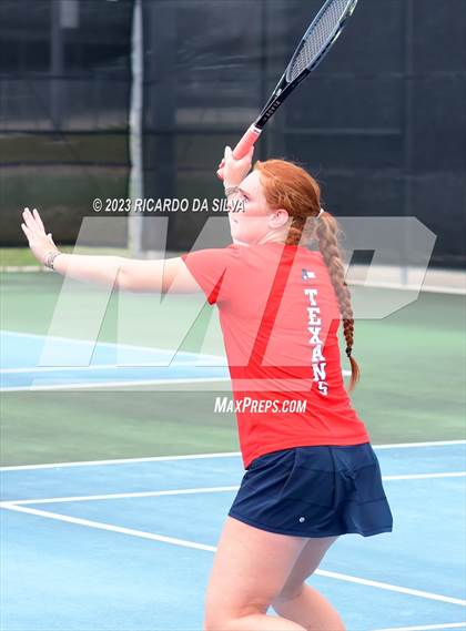 Thumbnail 1 in Lindale vs Wimberley (UIL Tennis 4A Doubles Quarterfinals) photogallery.