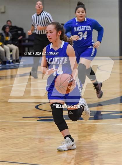 Thumbnail 2 in MacArthur [Douglas] vs Brennan (NISD Basketball Tournament) photogallery.