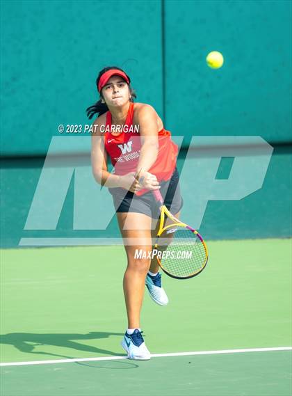 Thumbnail 3 in The Woodlands vs Round Rock Westwood (UIL 6A Team Tennis Semifinal) photogallery.