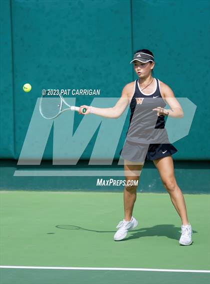 Thumbnail 3 in The Woodlands vs Round Rock Westwood (UIL 6A Team Tennis Semifinal) photogallery.