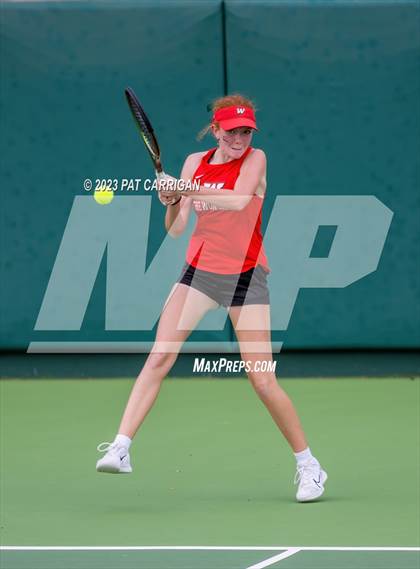 Thumbnail 3 in The Woodlands vs Round Rock Westwood (UIL 6A Team Tennis Semifinal) photogallery.