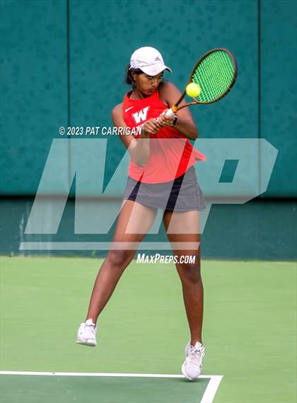 Thumbnail 3 in The Woodlands vs Round Rock Westwood (UIL 6A Team Tennis Semifinal) photogallery.