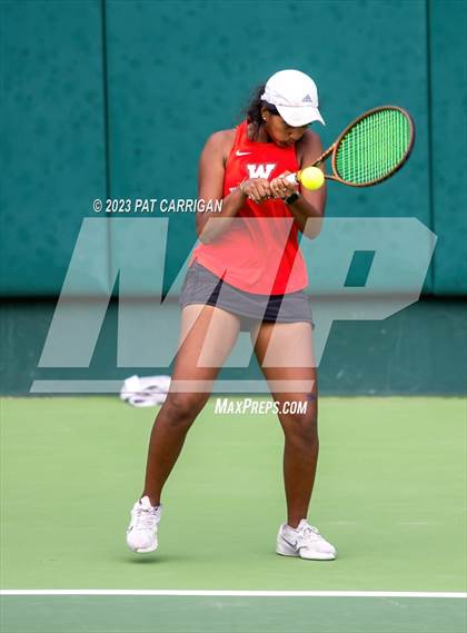 Thumbnail 3 in The Woodlands vs Round Rock Westwood (UIL 6A Team Tennis Semifinal) photogallery.