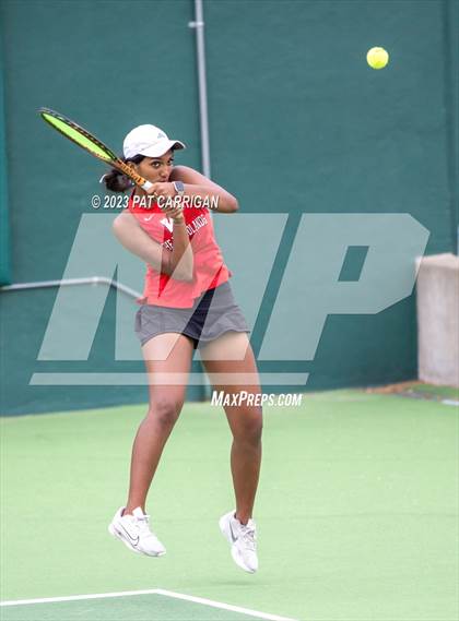 Thumbnail 2 in The Woodlands vs Round Rock Westwood (UIL 6A Team Tennis Semifinal) photogallery.
