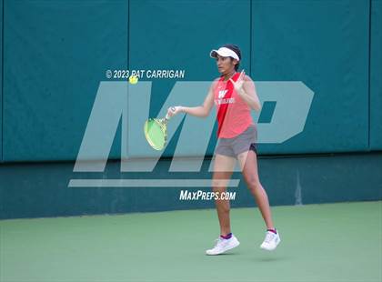 Thumbnail 2 in The Woodlands vs Round Rock Westwood (UIL 6A Team Tennis Semifinal) photogallery.