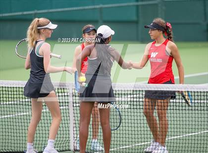 Thumbnail 3 in The Woodlands vs Round Rock Westwood (UIL 6A Team Tennis Semifinal) photogallery.