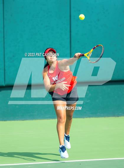 Thumbnail 2 in The Woodlands vs Round Rock Westwood (UIL 6A Team Tennis Semifinal) photogallery.