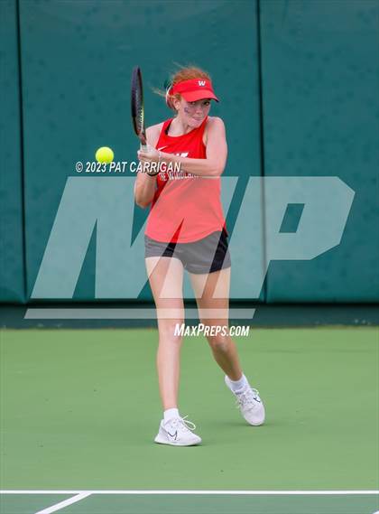 Thumbnail 2 in The Woodlands vs Round Rock Westwood (UIL 6A Team Tennis Semifinal) photogallery.