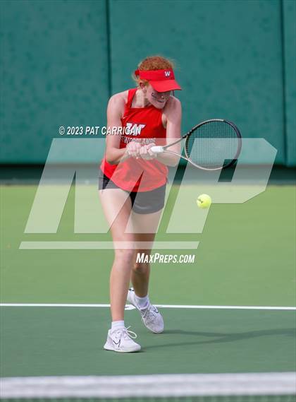 Thumbnail 1 in The Woodlands vs Round Rock Westwood (UIL 6A Team Tennis Semifinal) photogallery.