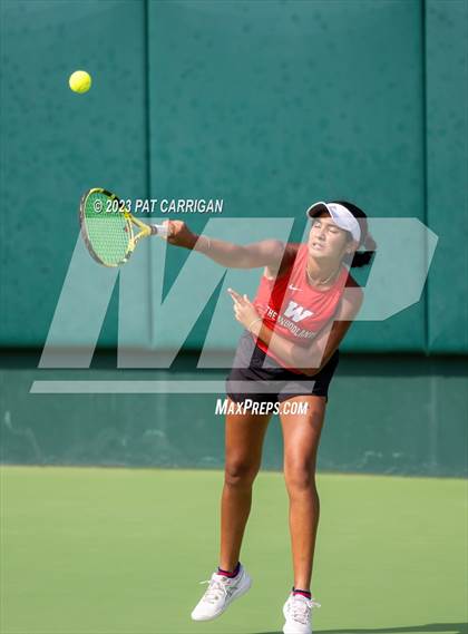Thumbnail 2 in The Woodlands vs Round Rock Westwood (UIL 6A Team Tennis Semifinal) photogallery.