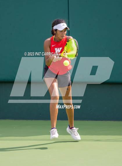 Thumbnail 2 in The Woodlands vs Round Rock Westwood (UIL 6A Team Tennis Semifinal) photogallery.