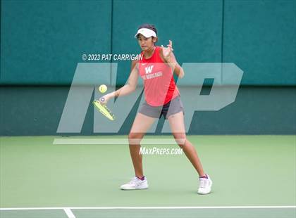 Thumbnail 2 in The Woodlands vs Round Rock Westwood (UIL 6A Team Tennis Semifinal) photogallery.