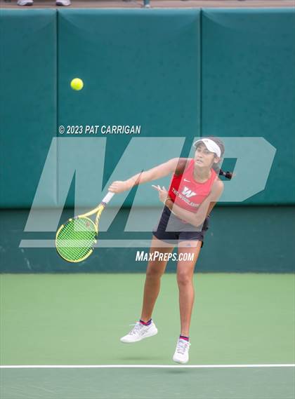Thumbnail 3 in The Woodlands vs Round Rock Westwood (UIL 6A Team Tennis Semifinal) photogallery.