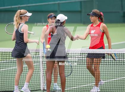 Thumbnail 2 in The Woodlands vs Round Rock Westwood (UIL 6A Team Tennis Semifinal) photogallery.