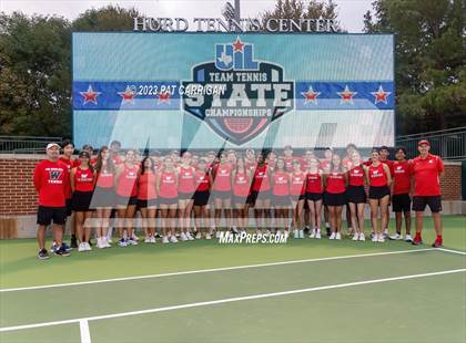 Thumbnail 2 in The Woodlands vs Round Rock Westwood (UIL 6A Team Tennis Semifinal) photogallery.