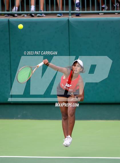 Thumbnail 2 in The Woodlands vs Round Rock Westwood (UIL 6A Team Tennis Semifinal) photogallery.