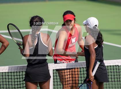 Thumbnail 2 in The Woodlands vs Round Rock Westwood (UIL 6A Team Tennis Semifinal) photogallery.