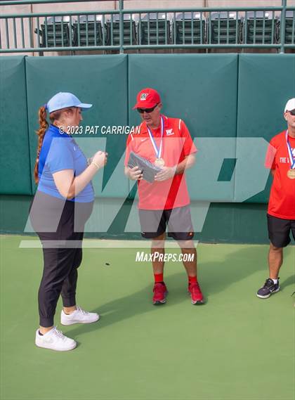 Thumbnail 2 in The Woodlands vs Round Rock Westwood (UIL 6A Team Tennis Semifinal) photogallery.