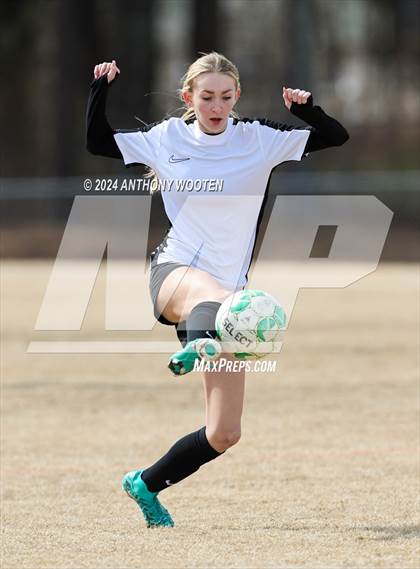 Thumbnail 3 in Jack Britt vs Pine Forest (Kicking for Cancer Girls Soccer Jamboree) photogallery.