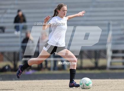 Thumbnail 3 in Jack Britt vs Pine Forest (Kicking for Cancer Girls Soccer Jamboree) photogallery.