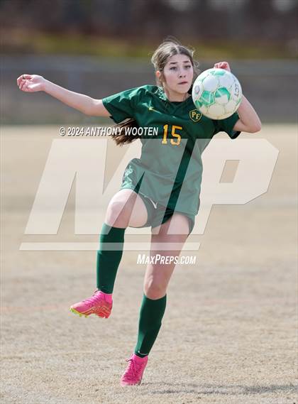 Thumbnail 2 in Jack Britt vs Pine Forest (Kicking for Cancer Girls Soccer Jamboree) photogallery.