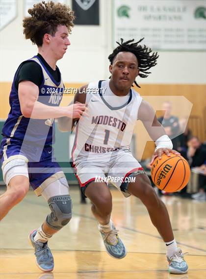 Thumbnail 2 in Notre Dame Prep vs Modesto Christian (MLK Classic) photogallery.