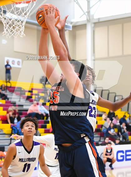 Thumbnail 1 in Rolling Hills Prep vs. Millennium (Hoophall West Tournament) photogallery.
