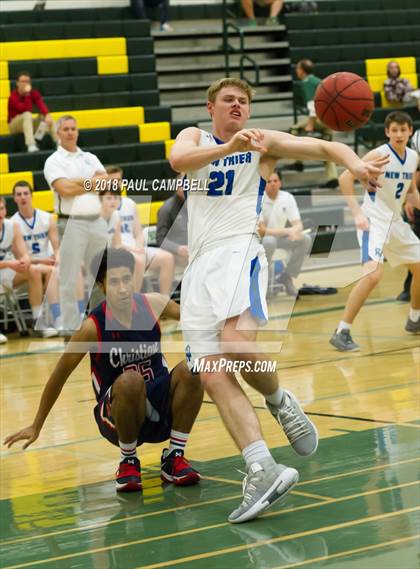 Thumbnail 1 in New Trier vs Scottsdale Christian Academy (Horizon Holiday Hoops Tournament) photogallery.
