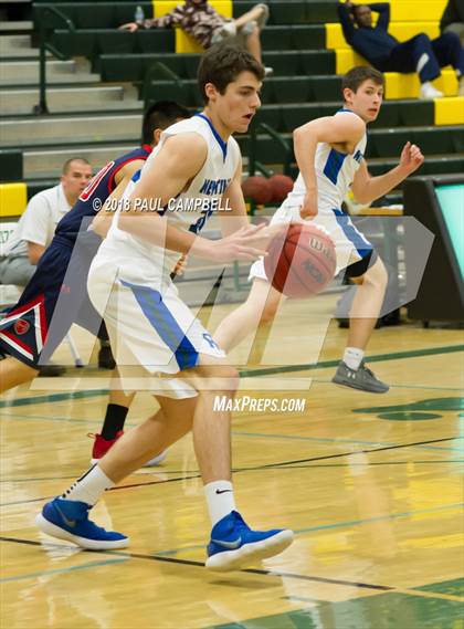 Thumbnail 2 in New Trier vs Scottsdale Christian Academy (Horizon Holiday Hoops Tournament) photogallery.