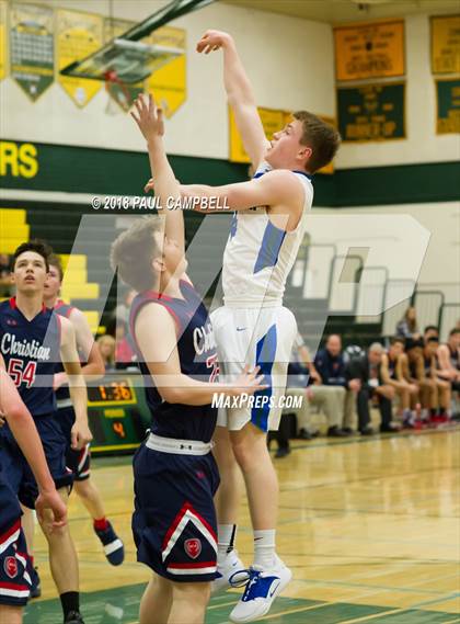 Thumbnail 2 in New Trier vs Scottsdale Christian Academy (Horizon Holiday Hoops Tournament) photogallery.