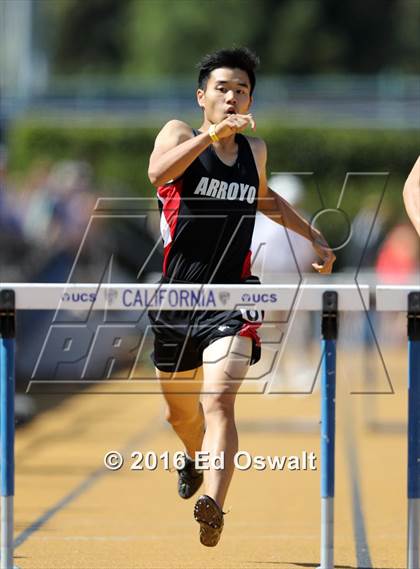 Thumbnail 2 in CIF NCS Masters Track and Field Championships (Boys 300 Meter Hurdles) photogallery.