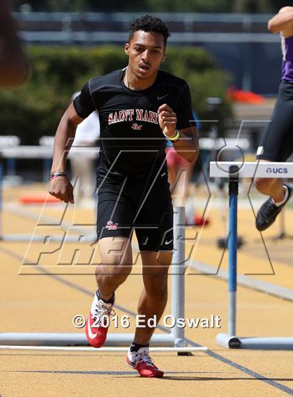 Thumbnail 3 in CIF NCS Masters Track and Field Championships (Boys 300 Meter Hurdles) photogallery.