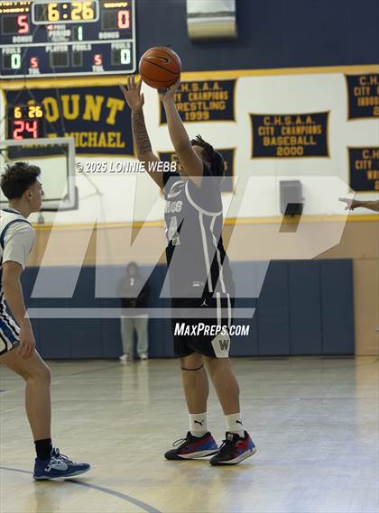 Thumbnail 2 in Wings Academy vs. Archbishop Molloy (Shooting Stars Basketball Showcase) photogallery.