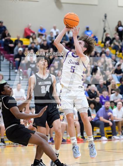 Thumbnail 1 in Millennium vs Notre Dame Prep (AIA Open State Semifinal) photogallery.
