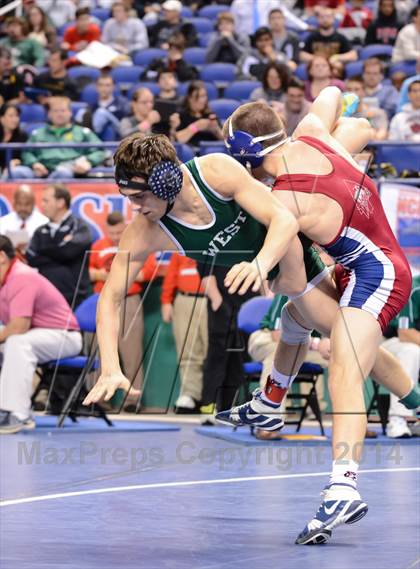 Thumbnail 2 in NCHSAA Individual Wrestling 3A Quarterfinals photogallery.