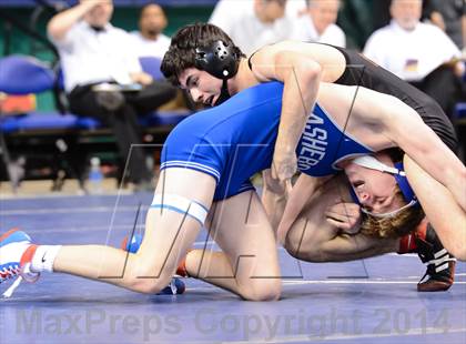 Thumbnail 1 in NCHSAA Individual Wrestling 3A Quarterfinals photogallery.