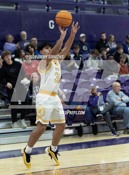 Thumbnail 1 in The Woodlands Christian Academy vs Oakville Tigers (Prairie Farms Holiday Classic) photogallery.