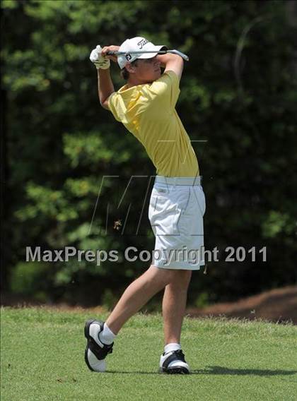 Thumbnail 3 in NCHSAA State 4A Boys Golf Championships (Day 1) photogallery.
