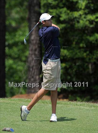 Thumbnail 2 in NCHSAA State 4A Boys Golf Championships (Day 1) photogallery.