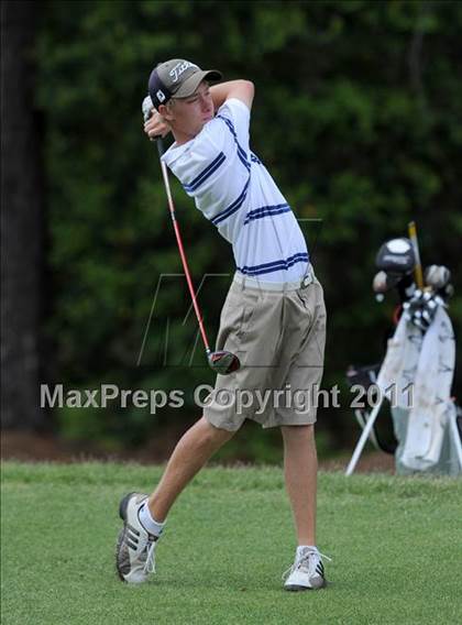 Thumbnail 3 in NCHSAA State 4A Boys Golf Championships (Day 1) photogallery.