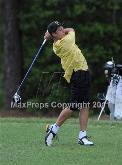 Thumbnail 3 in NCHSAA State 4A Boys Golf Championships (Day 1) photogallery.