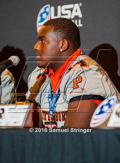 Thumbnail 1 in USA Football/MaxPreps Media Day @ SF 49ers facility photogallery.