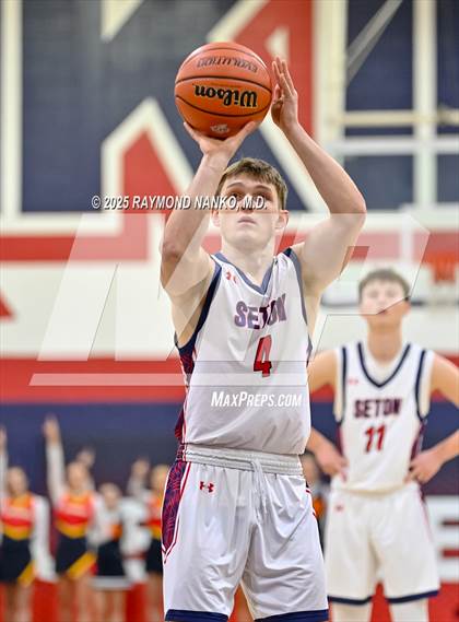 Thumbnail 3 in Blue River Valley vs. Seton Catholic (IHSAA 1A Section 56 First Round) photogallery.