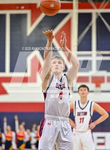 Thumbnail 2 in Blue River Valley vs. Seton Catholic (IHSAA 1A Section 56 First Round) photogallery.