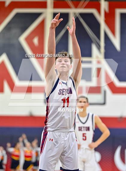 Thumbnail 2 in Blue River Valley vs. Seton Catholic (IHSAA 1A Section 56 First Round) photogallery.