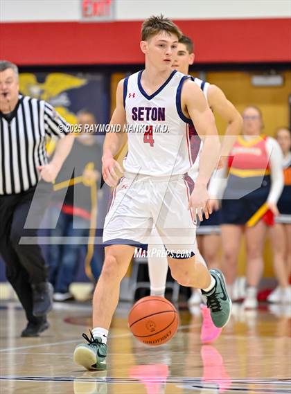 Thumbnail 3 in Blue River Valley vs. Seton Catholic (IHSAA 1A Section 56 First Round) photogallery.