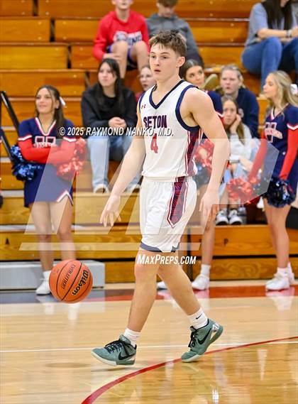Thumbnail 2 in Blue River Valley vs. Seton Catholic (IHSAA 1A Section 56 First Round) photogallery.